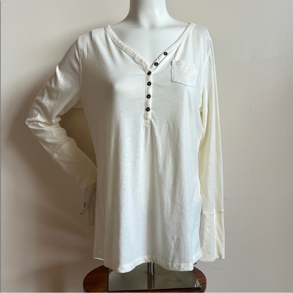 Ruff Hewn Off-White Buttoned Long Sleeve Blouse
